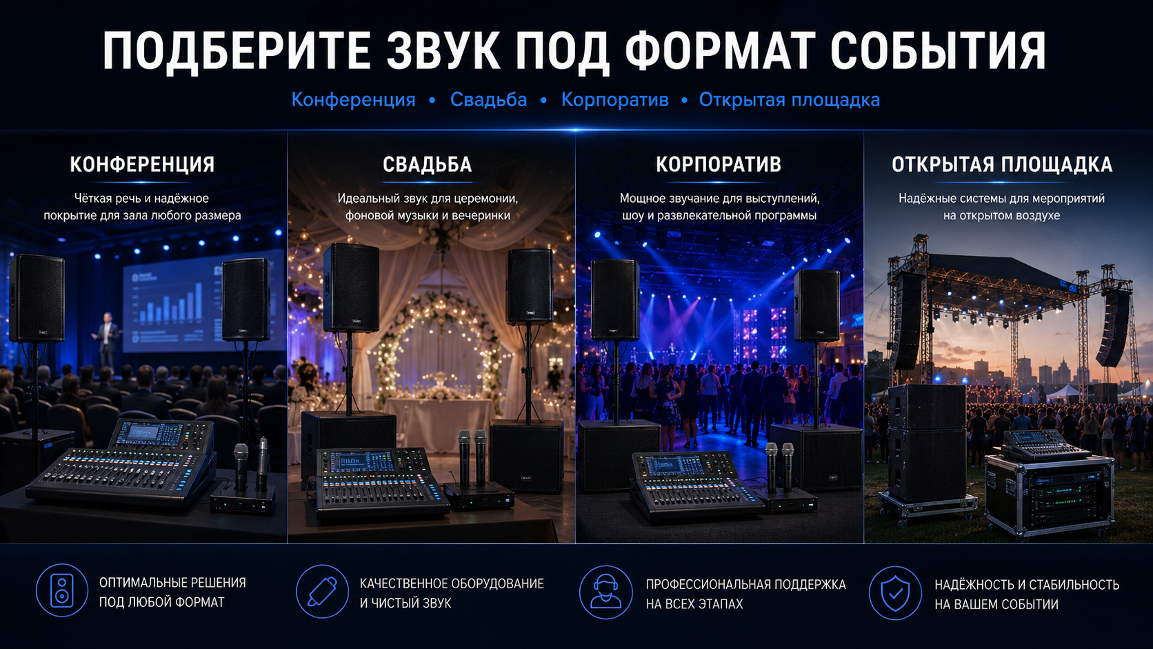 Аренда звука: сравнение предложения и выбор комплекта звукового оборудования для мероприятия